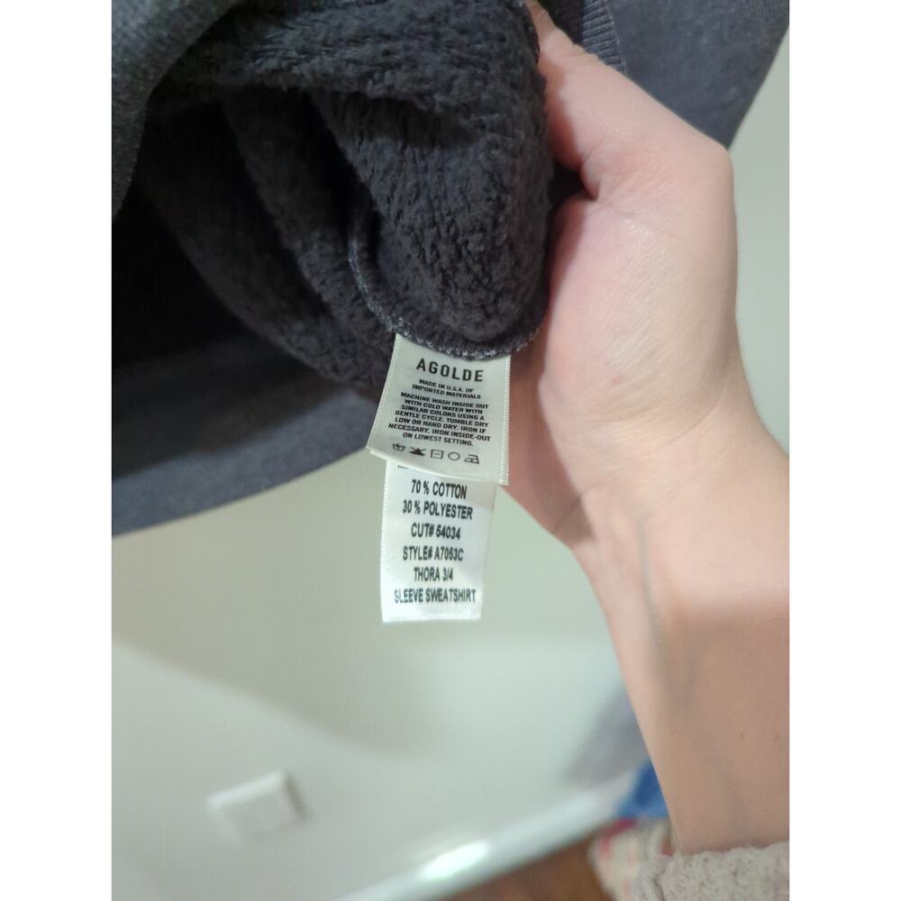 AGOLDE Gray Thora 3/4 Sleeve Crewneck Sweatshirt - Picture 5 of 5